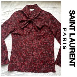 Saint Laurent Heart Blouse LAVALLIÈRE-NECK